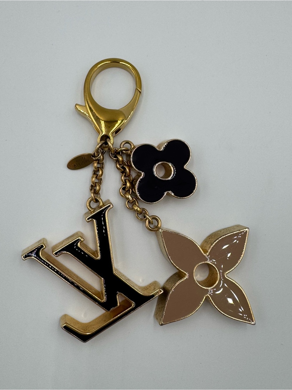 Louis Vuitton Fleur De Bag Charm in Gold Tone with Blush, Purple, and Black - Picture 2 of 8